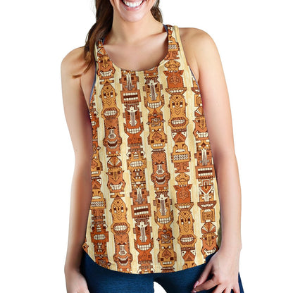 Tiki Orange Vertical Pattern Women Racerback Tank Top
