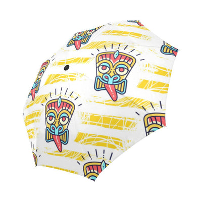 Tiki Smile Mask Print Pattern Automatic Foldable Umbrella