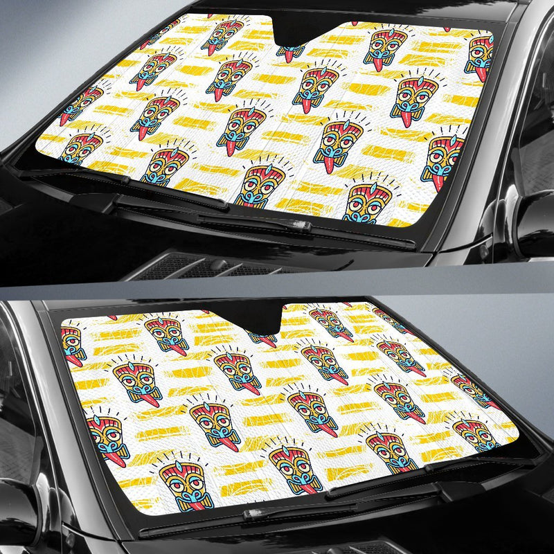 Tiki Smile Mask Print Pattern Car Sun Shade-JorJune