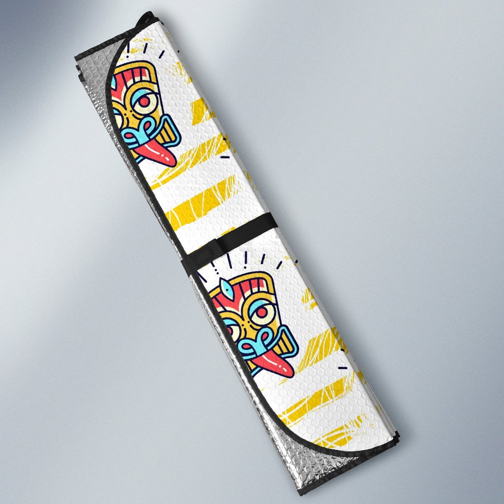 Tiki Smile Mask Print Pattern Car Sun Shade-JorJune