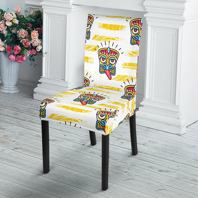 Tiki Smile Mask Print Pattern Dining Chair Slipcover-JORJUNE.COM