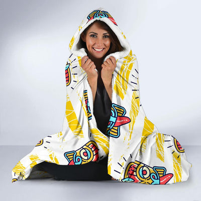 Tiki Smile Mask Print Pattern Hooded Blanket-JORJUNE.COM