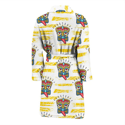 Tiki Smile Mask Print Pattern Men Bath Robe