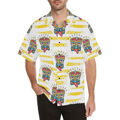 Tiki Smile Mask Print Pattern Men Hawaiian Shirt