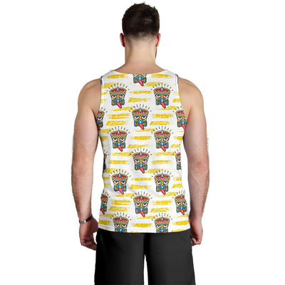 Tiki Smile Mask Print Pattern Men Tank Top