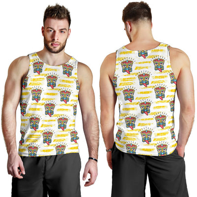 Tiki Smile Mask Print Pattern Men Tank Top