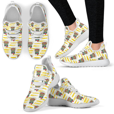 Tiki Smile Mask Print Pattern Mesh Knit Sneakers Shoes