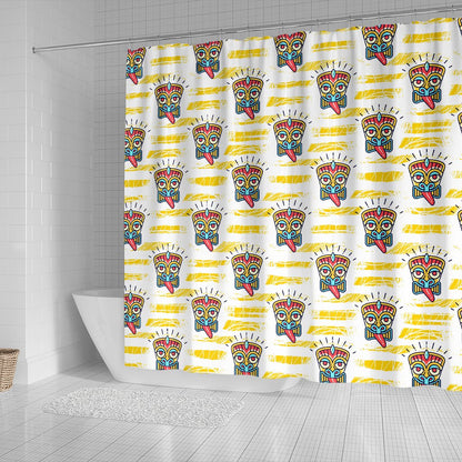 Tiki Smile Mask Print Pattern Shower Curtain