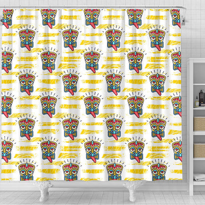 Tiki Smile Mask Print Pattern Shower Curtain