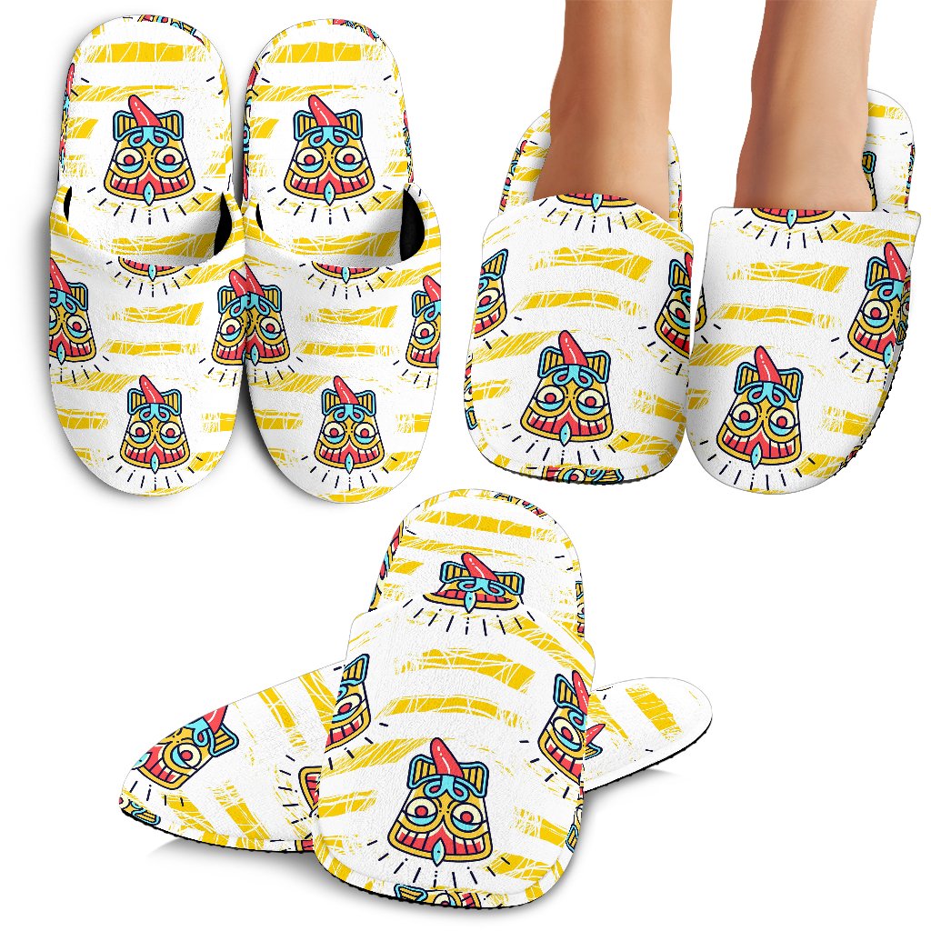 Tiki Smile Mask Print Pattern Slippers