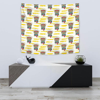 Tiki Smile Mask Print Pattern Tapestry