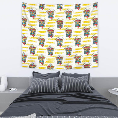 Tiki Smile Mask Print Pattern Tapestry