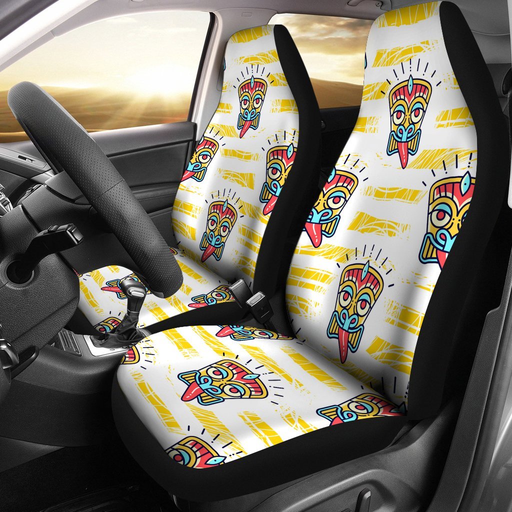 Hawaiian Polynesian Tiki Print Universal Fit Car Seat Covers