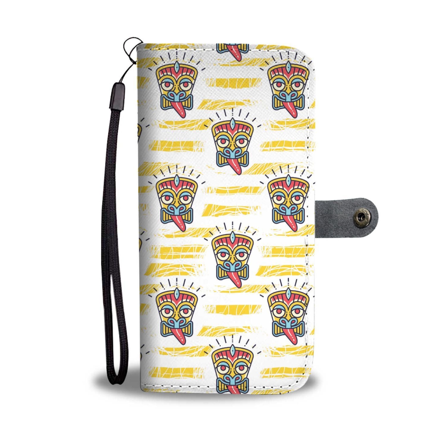 Hawaiian Polynesian Tiki Print Wallet Phone Case