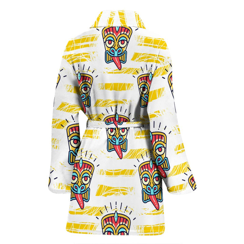 Tiki Smile Mask Print Pattern Women Bath Robe