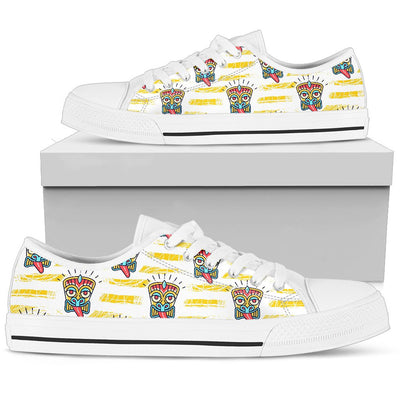 Tiki Smile Mask Print Pattern Women Low Top Shoes