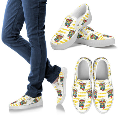 Tiki Smile Mask Print Pattern Women Slip On Shoes