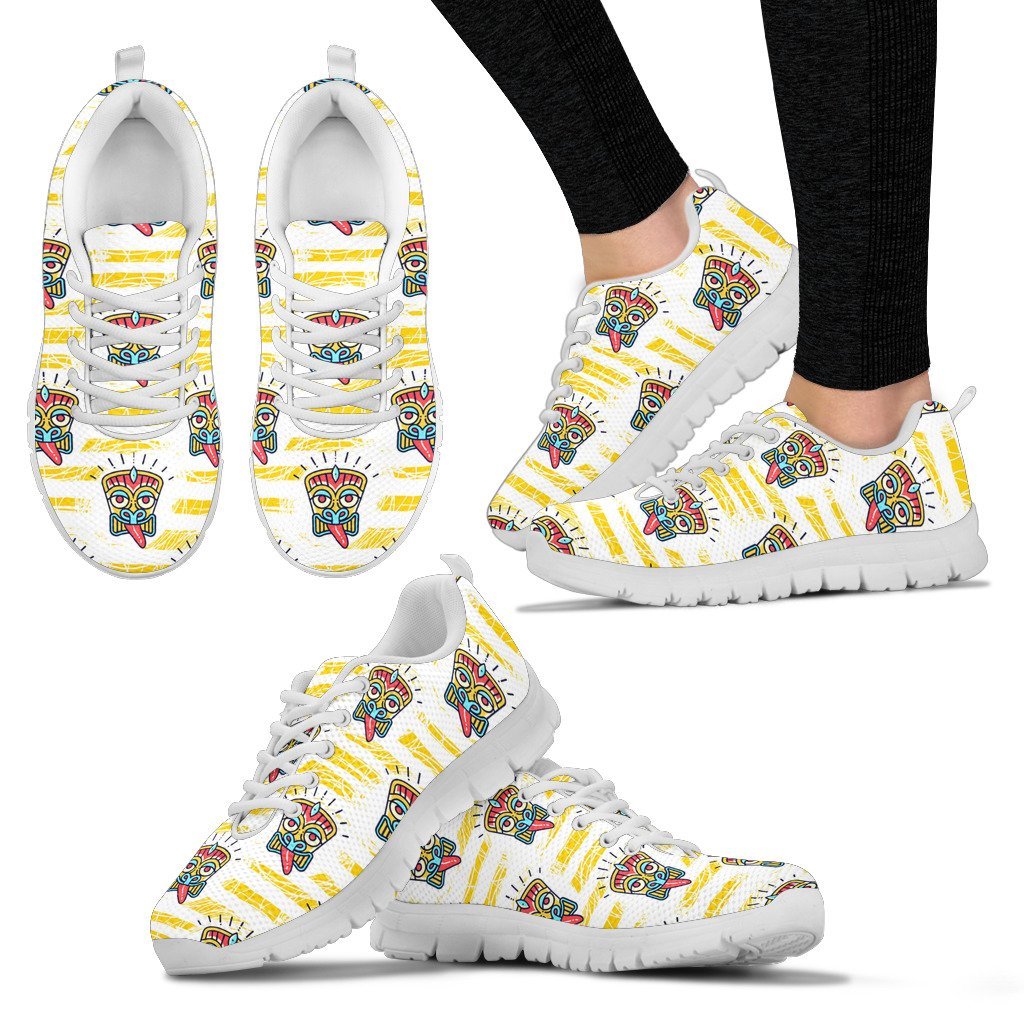 Hawaiian Polynesian Tiki Print Women Sneakers