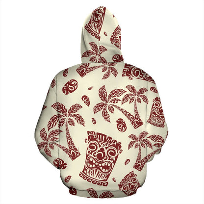 Hawaiian Polynesian Tribal Tiki Pattern All Over Zip Up Hoodie