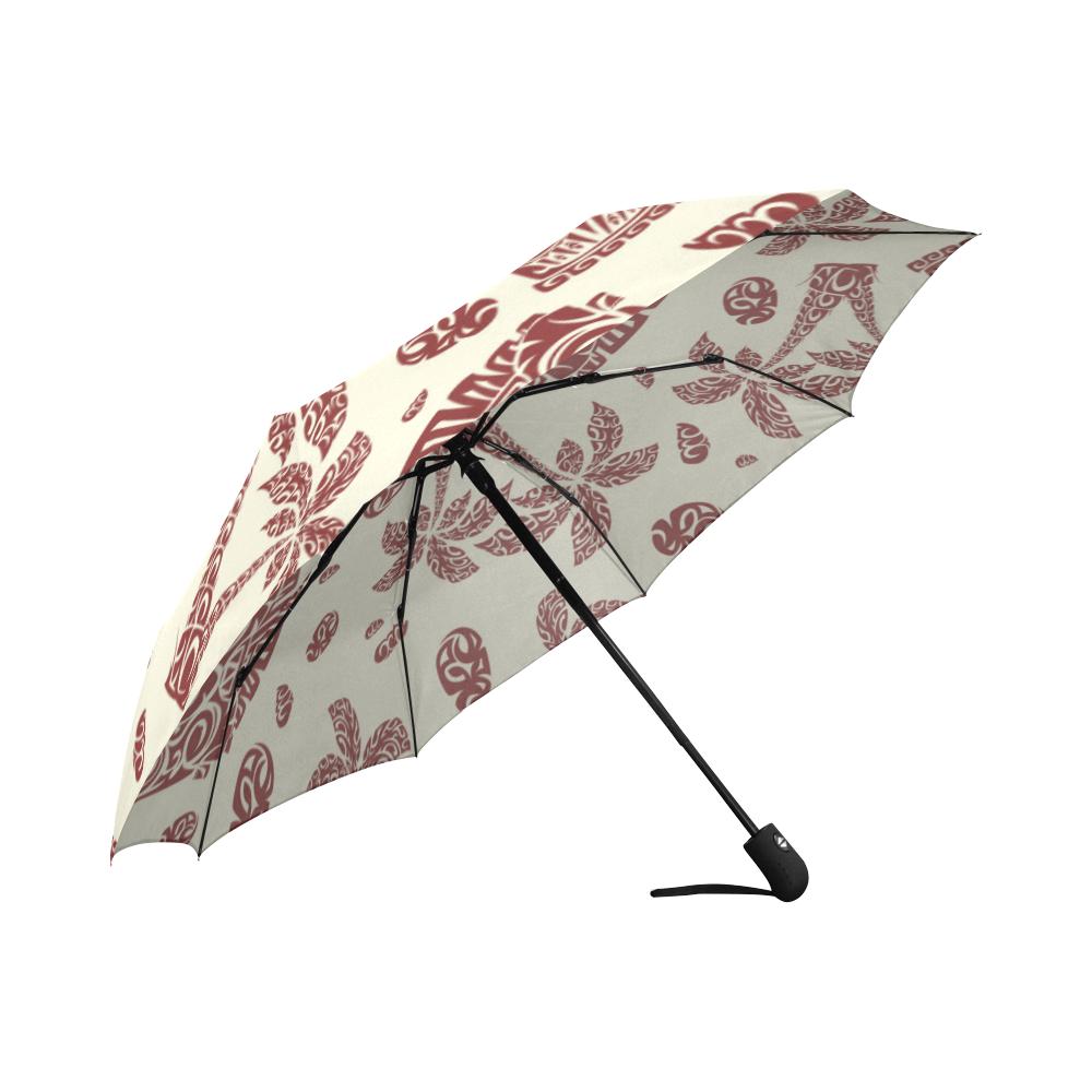 Tiki Tribal Mask Palm Tree Automatic Foldable Umbrella