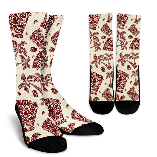 Hawaiian Polynesian Tribal Tiki Pattern Crew Socks