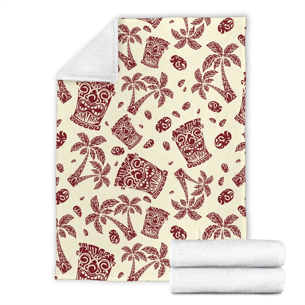 Tiki Tribal Mask Palm Tree Fleece Blanket