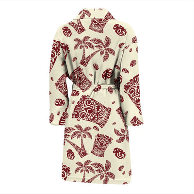 Tiki Tribal Mask Palm Tree Men Bath Robe