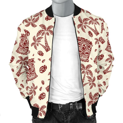 Tiki Tribal Mask Palm Tree Men Casual Bomber Jacket