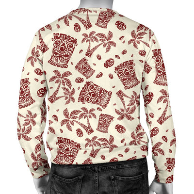 Tiki Tribal Mask Palm Tree Men Crewneck Sweatshirt