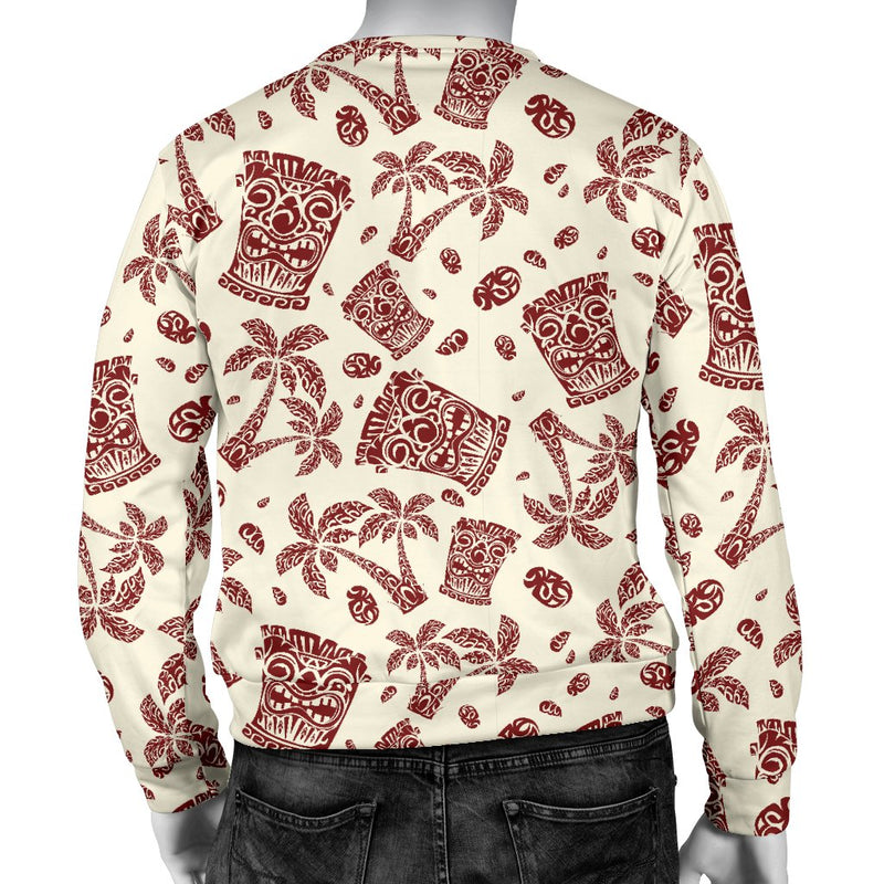 Tiki Tribal Mask Palm Tree Men Crewneck Sweatshirt