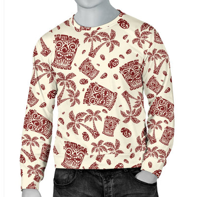 Tiki Tribal Mask Palm Tree Men Crewneck Sweatshirt