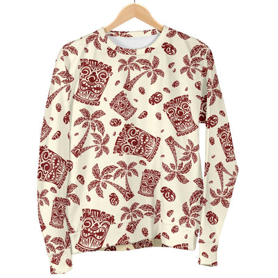 Tiki Tribal Mask Palm Tree Men Crewneck Sweatshirt