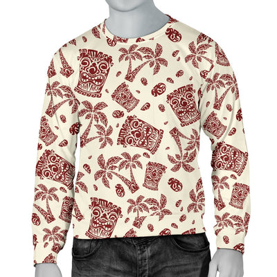 Tiki Tribal Mask Palm Tree Men Crewneck Sweatshirt