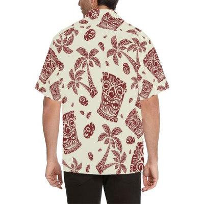 Tiki Tribal Mask Palm Tree Men Hawaiian Shirt