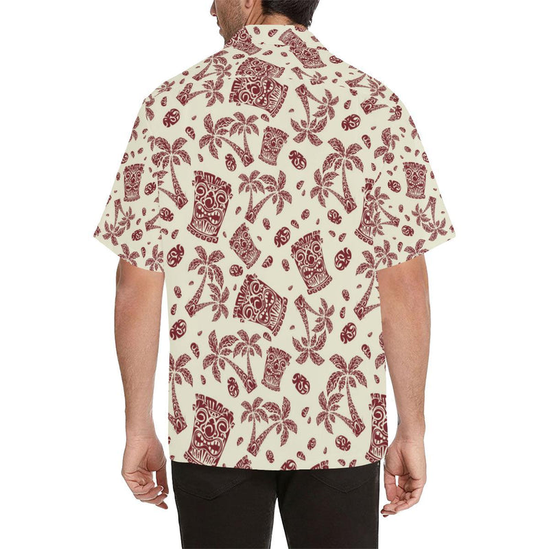 Tiki Tribal Mask Palm Tree Men Hawaiian Shirt-JorJune