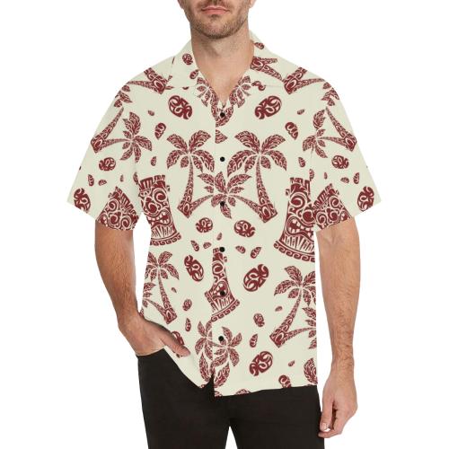 Tiki Tribal Mask Palm Tree Men Hawaiian Shirt