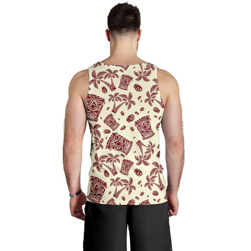 Tiki Tribal Mask Palm Tree Men Tank Top