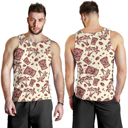 Tiki Tribal Mask Palm Tree Men Tank Top