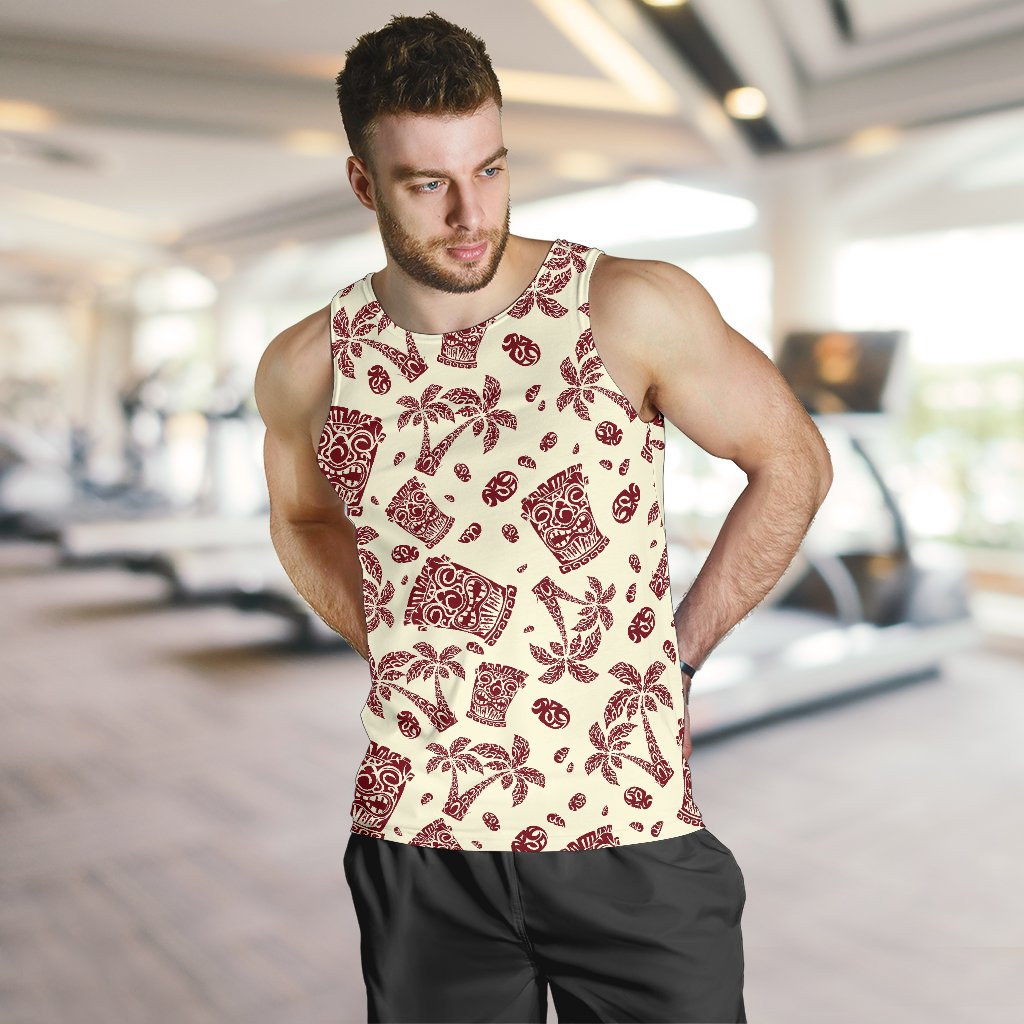 Tiki Tribal Mask Palm Tree Men Tank Top