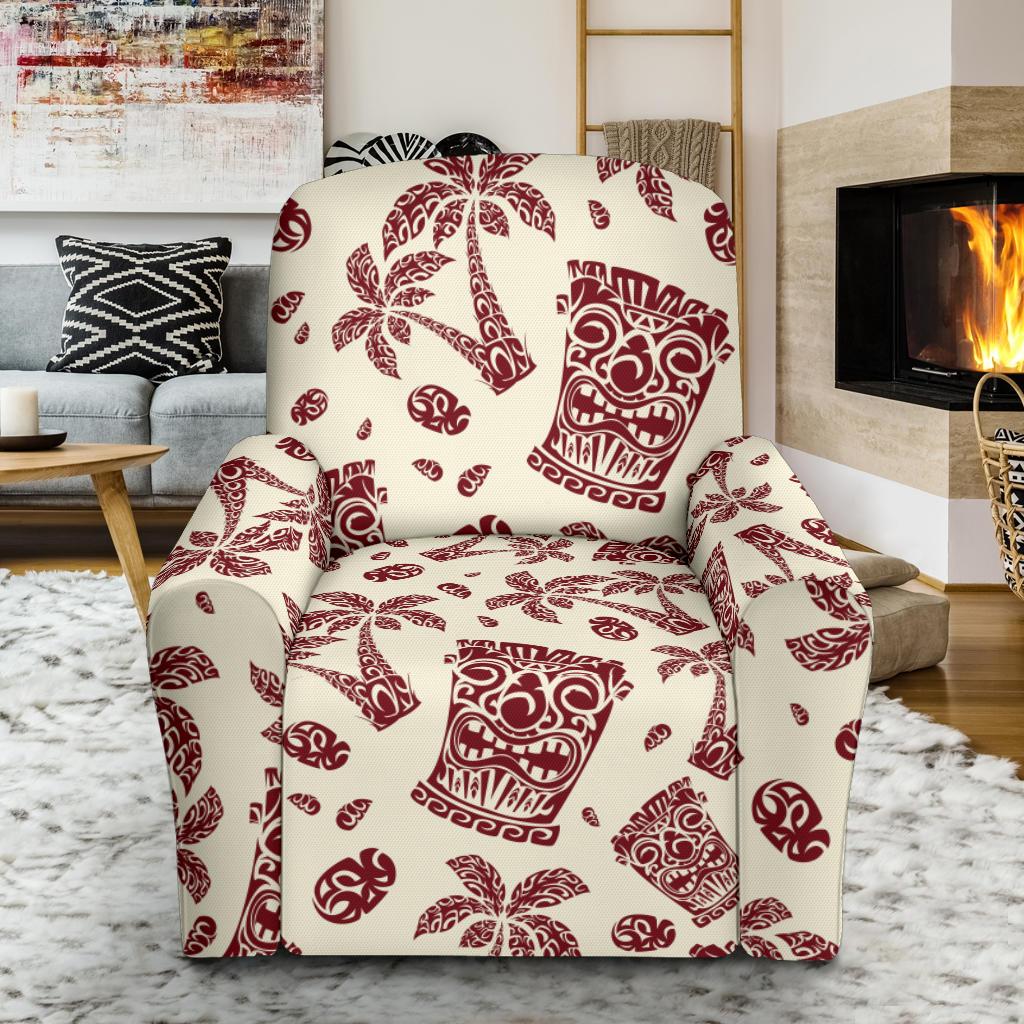 Tiki Tribal Mask Palm Tree Recliner Slipcover-JORJUNE.COM