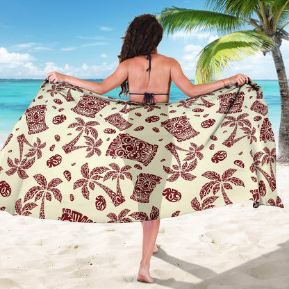 Tiki Tribal Mask Palm Tree Sarong Pareo Wrap