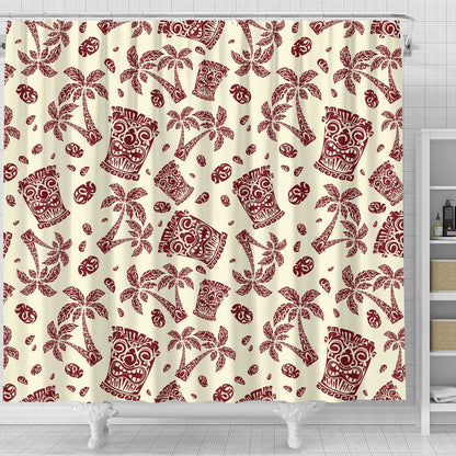 Tiki Tribal Mask Palm Tree Shower Curtain