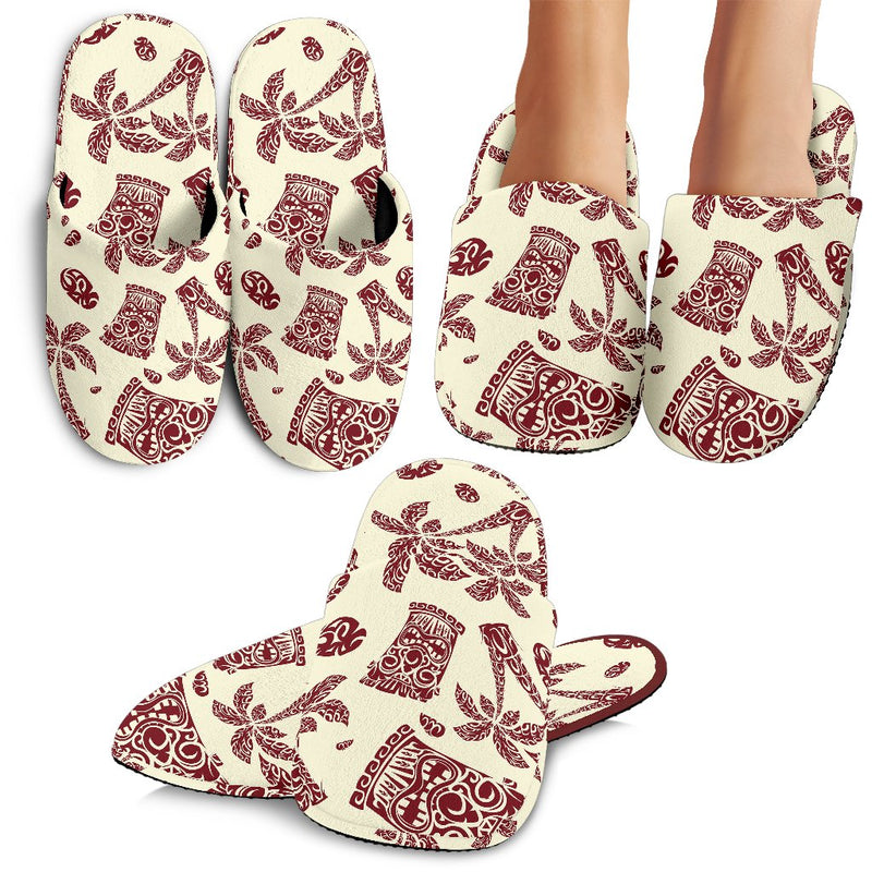 Tiki Tribal Mask Palm Tree Slippers