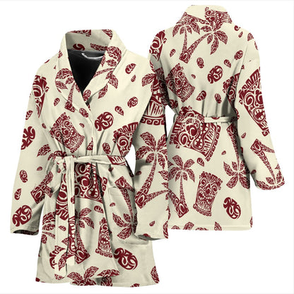 Tiki Tribal Mask Palm Tree Women Bath Robe