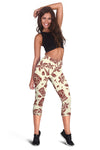 Tiki Tribal Mask Palm Tree Women Capris