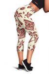 Tiki Tribal Mask Palm Tree Women Capris