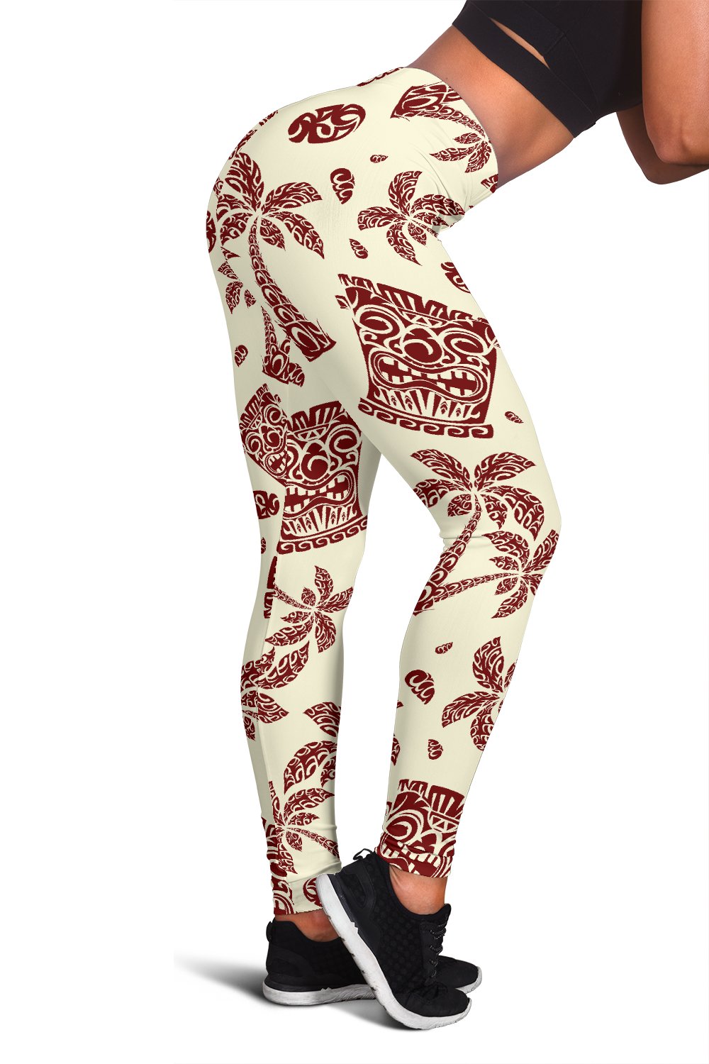 Tiki Tribal Mask Palm Tree Women Leggings