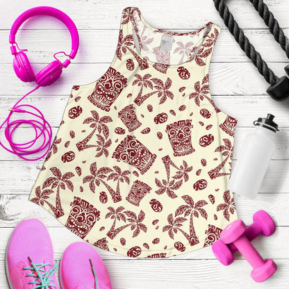 Tiki Tribal Mask Palm Tree Women Racerback Tank Top