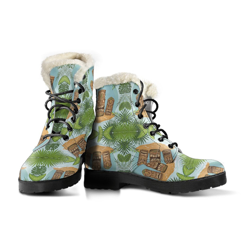 Tiki Wood Island Faux Fur Leather Boots