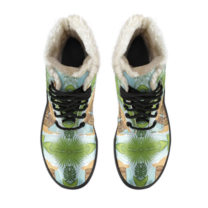 Tiki Wood Island Faux Fur Leather Boots